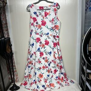 Calvin Klein Red and Pink Sleeveless Maxi Dress